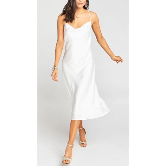 NEW Show Me Your Mumu Verona Cowl Dress in White Luxe Satin - Picture 1 of 8